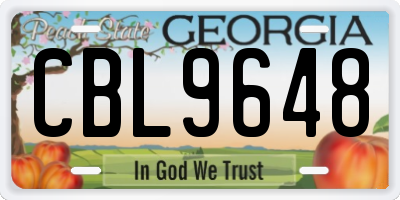 GA license plate CBL9648