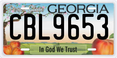GA license plate CBL9653