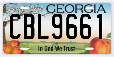 GA license plate CBL9661