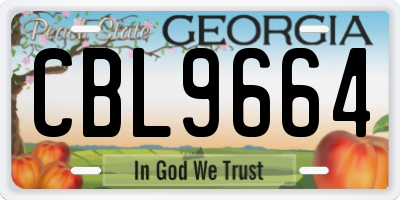 GA license plate CBL9664