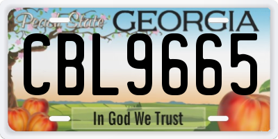 GA license plate CBL9665