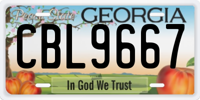 GA license plate CBL9667