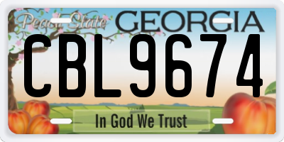 GA license plate CBL9674