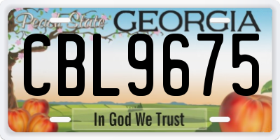 GA license plate CBL9675