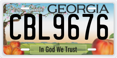 GA license plate CBL9676