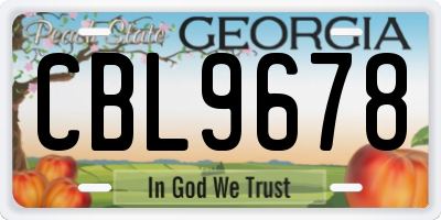 GA license plate CBL9678