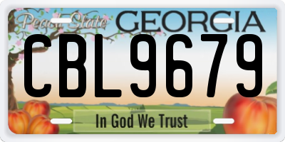 GA license plate CBL9679