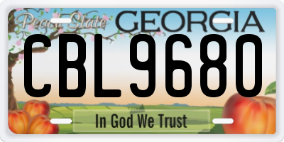 GA license plate CBL9680