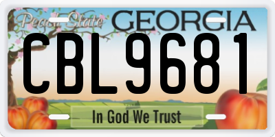 GA license plate CBL9681