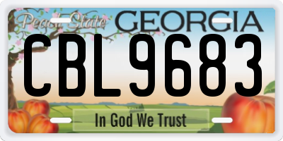 GA license plate CBL9683