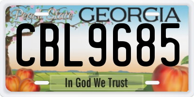 GA license plate CBL9685