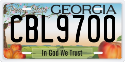 GA license plate CBL9700