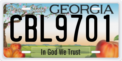 GA license plate CBL9701