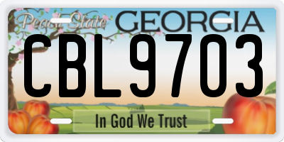 GA license plate CBL9703