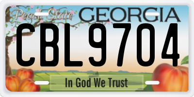 GA license plate CBL9704