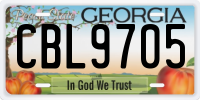 GA license plate CBL9705