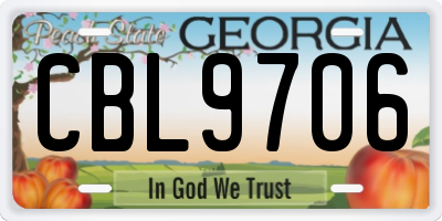 GA license plate CBL9706