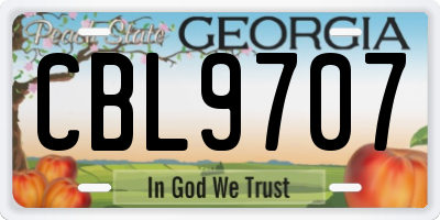GA license plate CBL9707