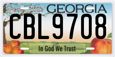 GA license plate CBL9708