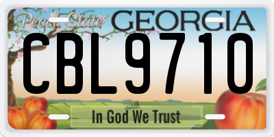GA license plate CBL9710
