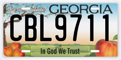 GA license plate CBL9711