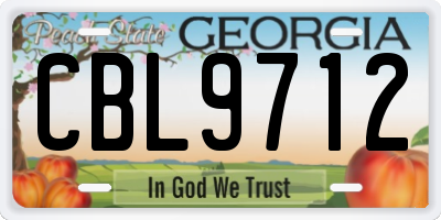 GA license plate CBL9712
