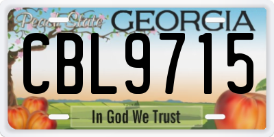 GA license plate CBL9715