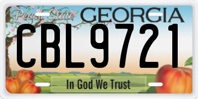 GA license plate CBL9721