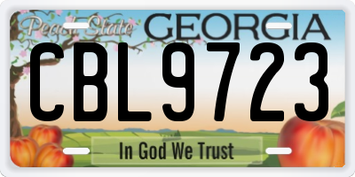 GA license plate CBL9723