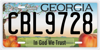 GA license plate CBL9728