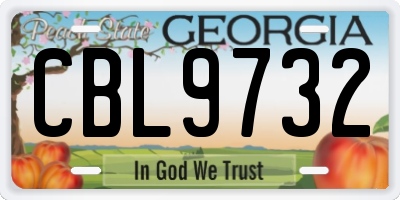 GA license plate CBL9732