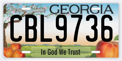 GA license plate CBL9736
