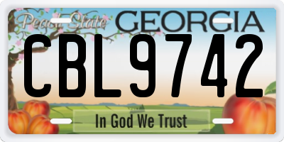 GA license plate CBL9742