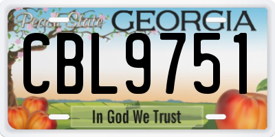 GA license plate CBL9751