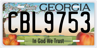 GA license plate CBL9753