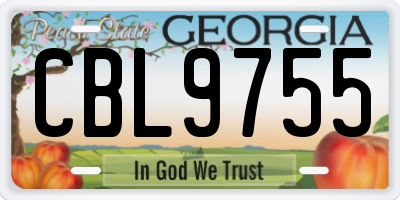 GA license plate CBL9755