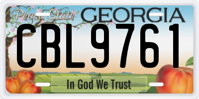 GA license plate CBL9761