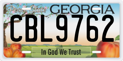 GA license plate CBL9762