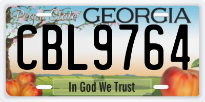 GA license plate CBL9764