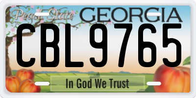GA license plate CBL9765