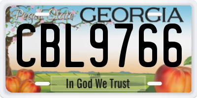 GA license plate CBL9766