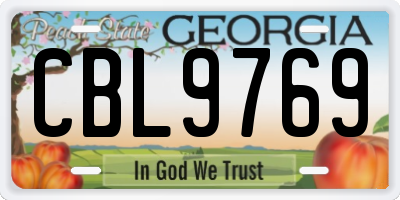 GA license plate CBL9769