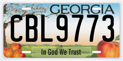 GA license plate CBL9773