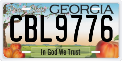 GA license plate CBL9776