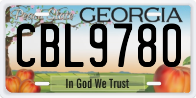 GA license plate CBL9780