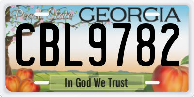 GA license plate CBL9782