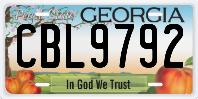 GA license plate CBL9792