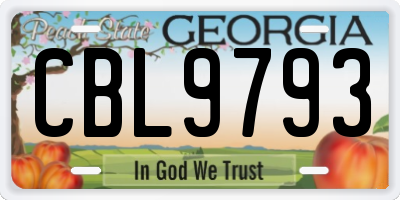 GA license plate CBL9793