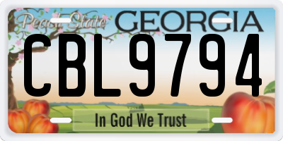 GA license plate CBL9794