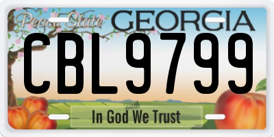 GA license plate CBL9799